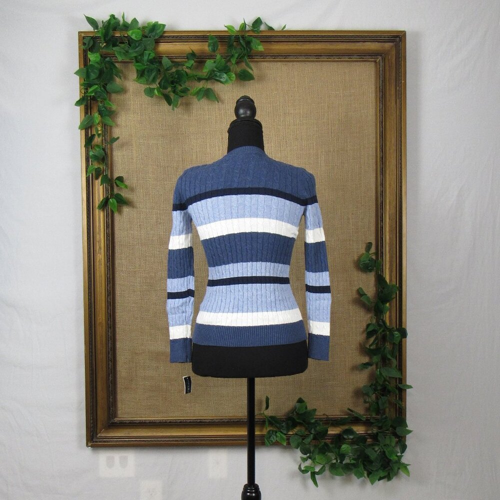 Karen Scott Petite Striped Cable Crewneck Knit Sweater - Picture 4 of 9